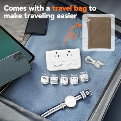 ALLWEI International Travel Adapter 220V to 110V Power Voltage Converter for Hair Straightener/Curling Iron, Universal Power Plug Adapter UK, US, AU, EU, IT, India (White) - Image 6