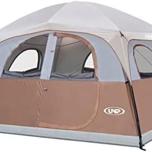 UNP Tents 6 Person Waterproof Windproof Easy Setup,Double Layer Family Camping Tent with 1 Mesh Door & 5 Large Mesh Windows -10'X9'X78in(H)